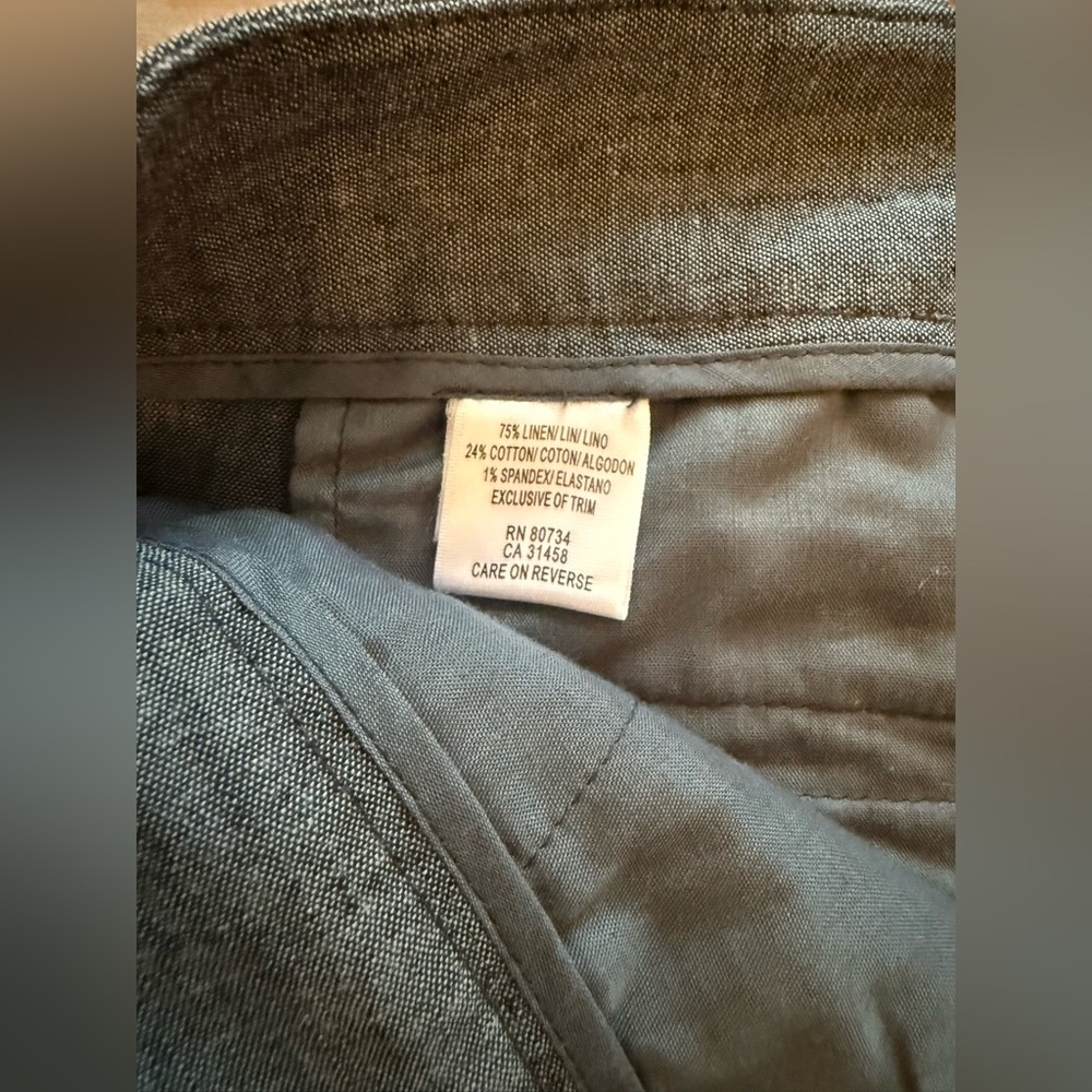 BCBG Max Azria women's Gray Denim- looking Linen Wide-Leg Pants, size 8 GUC - Picture 4 of 8